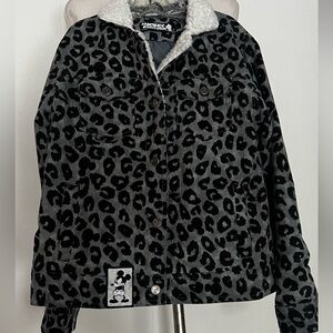 Disney Black and Gray Leopard  Corduroy Jacket